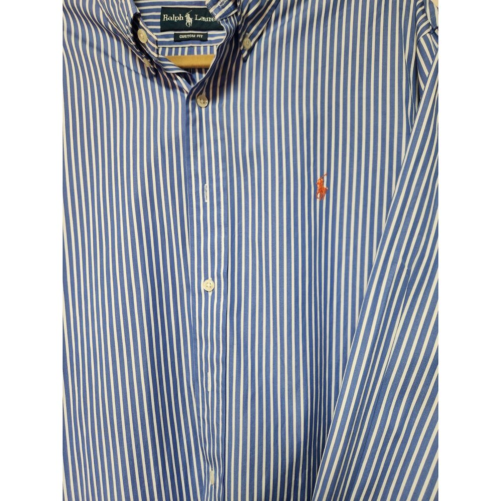 Ralp Lauren Men's Blue & White Stripe Shirt With Pony Logo Size XL Preppy Indie - Picture 4 of 6